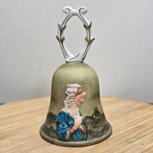 Vintage RR Roman Porcelain Bell unglazed bisque Mexico 1979